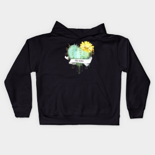 Cactus heart watercolor jellow flower free hugs Kids Hoodie